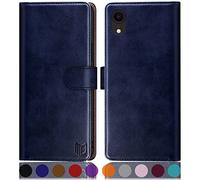 SUANPOT Funda para iPhone XR 6,1" con Tapa 【Bloqueo RFID】de Cuero PU Cierre Magnético，Soporte Plegable，Ranura para Tarjeta Cover Wallet Leather para Apple XR Phone Case Azul
