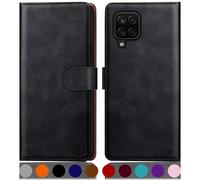 SUANPOT Funda para Samsung Galaxy A12/M12 con Tapa 【Bloqueo RFID】de Cuero PU Cierre Magnético,Soporte Plegable,Ranura para Tarjeta Cover Wallet Leather para Samsung A12 Phone Case Negro
