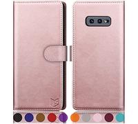 SUANPOT Funda para Samsung Galaxy S10e con Tapa 【Bloqueo RFID】de Cuero PU Cierre Magnético，Soporte Plegable，Ranura para Tarjeta Cover Wallet Leather para Samsung Galaxy S10e Phone Case Oro Rosa