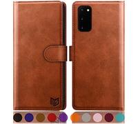 SUANPOT Funda para Samsung Galaxy S20 con Tapa 【Bloqueo RFID】de Cuero PU Cierre Magnético，Soporte Plegable，Ranura para Tarjeta Cover Wallet Leather para Samsung S20 Phone Case Marrón Claro