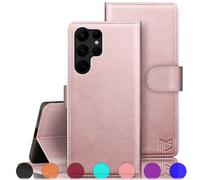 SUANPOT Funda para Samsung Galaxy S23 Ultra 5G con Tapa 【Bloqueo RFID】de Cuero PU Cierre Magnético，Soporte Plegable，Ranura para Tarjeta Cover para Samsung Galaxy S23Ultra Phone Case Rosa