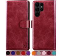 SUANPOT Funda para Samsung Galaxy S23 Ultra 5G con Tapa 【Bloqueo RFID】de Cuero PU Cierre Magnético,Soporte Plegable,Ranura para Tarjeta Cover para Samsung Galaxy S23Ultra Case Rojo