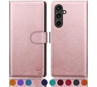 SUANPOT Funda para Samsung Galaxy S24 FE con Tapa【Bloqueo RFID】de Cuero PU Cierre Magnético，Soporte Plegable，Ranura para Tarjeta Cover Wallet Leather para Samsung S24 FE Phone Case Oro Rosa