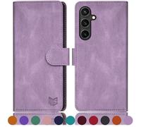 SUANPOT Funda para Samsung Galaxy S24 FE con Tapa【Bloqueo RFID】de Cuero PU Cierre Magnético，Soporte Plegable，Ranura para Tarjeta Cover Wallet Leather para Samsung S24 FE Phone Case Lila Violeta