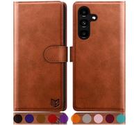 SUANPOT Funda para Samsung Galaxy S24 Plus/S24+ con Tapa【Bloqueo RFID】de Cuero PU Cierre Magnético，Soporte Plegable，Ranura para Tarjeta Cover Wallet Leather para Samsung Galaxy S24+ Case Marrón Claro