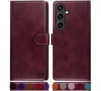 SUANPOT Funda para Samsung Galaxy S25 con Tapa【Bloqueo RFID】de Cuero PU Cierre Magnético，Ranura para Tarjeta ，Soporte Plegable Cover para Samsung S25 Phone Case Vino Tinto