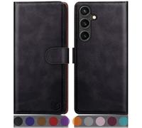SUANPOT Funda para Samsung Galaxy S25 Plus con Tapa【Bloqueo RFID】de Cuero PU Cierre Magnético，Ranura para Tarjeta ，Soporte Plegable Cover para Samsung S25 Plus Phone Case Negro