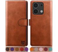 SUANPOT Funda para Xiaomi Redmi Note 13 4G con Tapa【Bloqueo RFID】de Cuero PU Cierre Magnético，Soporte Plegable，Ranura para Tarjeta Cover para Redmi Note 13 Phone Case Marrón Claro