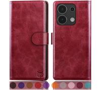 SUANPOT Funda para Xiaomi Redmi Note 13 4G con Tapa【Bloqueo RFID】de Cuero PU Cierre Magnético，Soporte Plegable，Ranura para Tarjeta Cover para Redmi Note 13 Phone Case Rojo