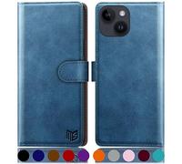 SUANPOT Funda protectora tipo cartera para iPhone 15 de 6.1 pulgadas con soporte para tarjetas de crédito RFID, libro abatible de piel sintética a prueba de golpes para mujeres y hombres para Apple
