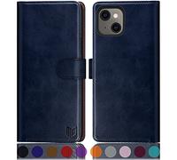 SUANPOT Funda tipo cartera para iPhone 13 (no 13Pro) de 6.1 pulgadas 5G con bloqueo RFID, tarjetero de crédito, funda de piel sintética con tapa para teléfono celular, a prueba de golpes, para mujeres