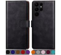 SUANPOT Funda tipo cartera para Samsung Galaxy S24 Ultra con bloqueo RFID, soporte para tarjetas de crédito, funda protectora de piel sintética para mujeres y hombres para Samsung S24Ultra funda de