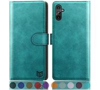 SUANPOT para Samsung Galaxy A13 5G RFID bloqueo cartera caso (azul verde)