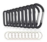 SuanQ 10 Piezas 3 Pulgadas / 8 cm Clips Mosquetón de Aluminio, Mosquetón D-Anillo Duradero Superior para Casa RV Camping Senderismo Viaje Mochila Y