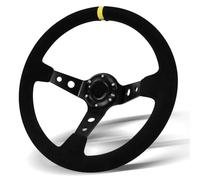Suanzua Volante de Carreras Universal, Volante de Gamuza de 350 mm y 6 Pernos para Carreras, Deportes de Motor y Simulación de Conducción de Automóviles