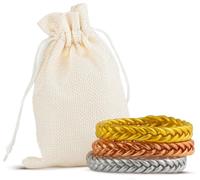 SUAPOZ Pulsera Trenzada Estilo Pan de Oro Budista. Regalos Originales para Mujer. Pulsera Mujer. Brazalete Trenzado Dorado, Plateado y o Rosado. Pan de Oro Estilo. Pulsera Tibetana. (ESLISADORADA)