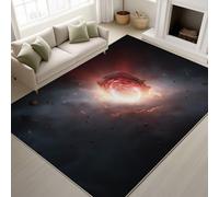 Suave Alfombra asteroide agujero negro espiral roja estrellas Lavable Alfombras ciencia ficción surrealista Alfombra Mullidas dinámico impresionante espacio Antideslizante 120 x 180 cm gaming Negro