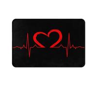 Suave Alfombra Exterior Línea de latidos del corazón Amor, Alfombrilla, Cocina, Interior, Entrada, Atrapar Suciedad Alfombra Entrada 40X60cm