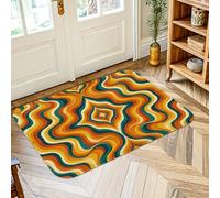 Suave Alfombra Exterior Ondas Retro Bohemian Star Curvas Otoño Naranja Alfombrilla Atrapar Suciedad Alfombra De Baño para Pasillo Dormitorio Cocina 40X60Cm