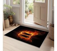 Suave Alfombras Minimalismo Llama Disco De Hockey Decorativas, Alfombra Negro de Pelo Corto Resistente 120 x 170 cm - Ideal para Salón Habitación y Dormitorio