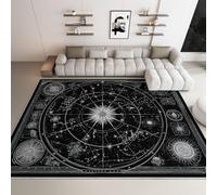 Suave Alfombras Misterioso Constelaciones Cuerpos Celestes Decorativas, Alfombra Negro de Pelo Corto Resistente 140 x 200 cm - Ideal para Salón Habitación y Dormitorio