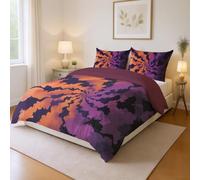 Suave Antialérgico Morado Naranja Abstracto Juego de Funda Edredón Fantasía Geométrico Patrón Resistente A La Humedad para Adolescente Duvet Cover 150 x 200 cm