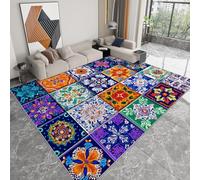 Suave Azul Alfombras para Salon Habitacion, Alfombra Lavable a máquina y Antideslizante con Diseño Marroquí Geométrico Tradicional Vintage - 160 x 230 cm Ideal para Dormitorio