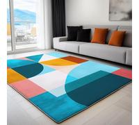 Suave Azul Claro Alfombras para Salon Habitacion, Alfombra Antideslizante con Patrón Geométrico Simple Elegante, Lavable a máquina, Ideal para Dormitorio, 120 x 170 cm
