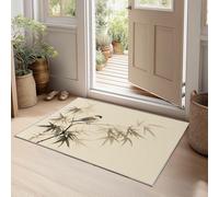 Suave Beige Claro Alfombras para Salon Habitacion, Alfombra Lavable a máquina y Antideslizante con Diseño Chino Pintura A Tinta Bosque De Bambú - 160 x 230 cm Ideal para Dormitorio