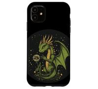 Suave dragón sosteniendo un diente de león para una mirada mágica Carcasa para iPhone 11