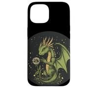 Suave dragón sosteniendo un diente de león para una mirada mágica Carcasa para iPhone 15