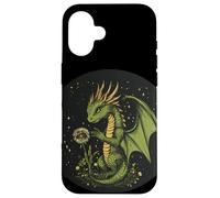 Suave dragón sosteniendo un diente de león para una mirada mágica Carcasa para iPhone 16