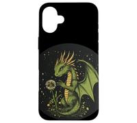 Suave dragón sosteniendo un diente de león para una mirada mágica Carcasa para iPhone 16 Plus