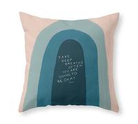 Suave Funda De Almohada Respira Profundamente A Menudo Y Todo Irá Bien. Funda Cojín Elegantes Fundas De Cojín para Sofa Silla Sala De Estar 45X45Cm