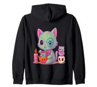 Suave Grunge estético Kawaii Gato Espeluznante Comiendo Sudadera con Capucha