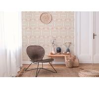 Suave Rosa Tonos En Patrón Retro Con Ovaladas Y Barra - Beige, Crema, Rosa