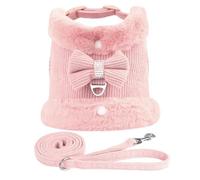 Suave Y Cómodo Conjunto De Correa Y Arnés para Perros Cálidos para Otoño E Invierno Lindo Chihuahua Pug Bulldog Francés Arnés Chaleco Disfraz con Pajarita Arneses para Perros Y Gatos,A,XS
