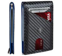 Suavell Carteras delgadas para hombre. Cartera RFID con clip para dinero, billetera delgada, bolsillo frontal delgado, cartera para tarjetas de crédito, plegable minimalista, Ocean Stone Pilot