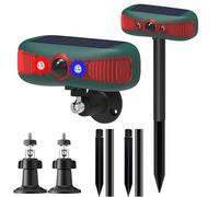 SUAVER Alarma solar con sensor de movimiento para exteriores, 129 dB, doble altavoz, fabricante de ruido fuerte, sistema de alerta de seguridad de 13 sonidos, luz estroboscópica solar, alarma de