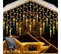 SUAVER Cadena de luces Solar de gotas de hielo, Decoración de Navidad con cortina de luces Solares, 4m, 19 gotas, 96 LED, resistente al agua, cadena de luces de lluvia de hielo para patio, jardín