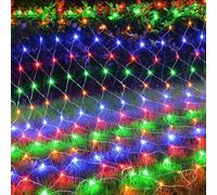 SUAVER Guirnalda de luces de 192 LED, impermeable, funciona con pilas, para decoración de Navidad, terraza, para árbol de Navidad, césped, arbustos (multicolor, 3 x 2 m)