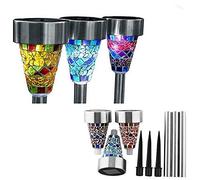SUAVER Luces solares del jardín, Mosaico Focos Solares Impermeable 3 colores Paisaje Lámpara LED Luces jardín de Exterior Para Patio, Césped, Patio, Pasillo (3 Paquetes)