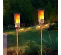 SUAVER Luces solares para jardín al aire libre, lámpara de antorcha de llama de bambú, impermeable, luces solares parpadeantes de llama, adorno de jardín, luces de estaca al aire libre para decoración