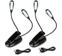 SUAVER SAVER 8LEDs Doble Cabeza Luz Lectura,luz Flexible Clip,Lampara de Lectura Pinza,2 Modos de Brillo,Lámpara para Atril de Música,Lámpara de atril para Leer,Trabajar (2pack)