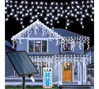 Suaver Solar - Guirnalda luminosa exterior, 10 m, 300 LED, cortinas luminosas, luz solar, Navidad, guirnalda estalactita, LED, impermeable, con mando a distancia, luces de hielo, luces de hadas