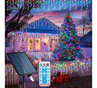 Suaver Solar - Guirnalda luminosa exterior, 10 m, 300 LED, cortinas luminosas, luz solar, Navidad, guirnalda estalactita, LED, impermeable, con mando a distancia, luces de hielo, luces de hadas