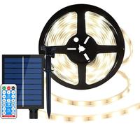 SUAVER Tira de luces solares de 10 m, 240 LED, resistente al agua, flexible, 8 modos, con mando a distancia, decoración exterior, interior, Navidad, boda, fiesta (blanco cálido)