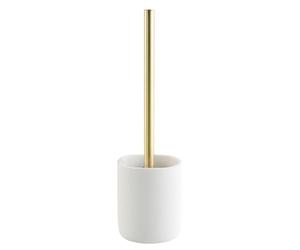 Suavidad del Interior, Cepillo de Inodoro (Ø 10,2 x 36,5 cm) Aquamarbre Blanco/Oro, Poliresina Lisa