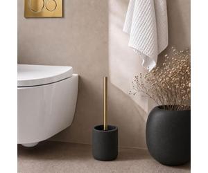Suavidad del Interior, Cepillo de Inodoro (Ø 10,2 x 36,5 cm) Aquamarbre Negro/Oro, Poliresina Lisa