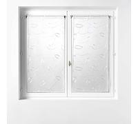Douceur d'Intérieur Suavidad Interior, par de visillos con Pasa-Tringle (2 x 60 x 160 cm) Hoops Blanco, Velo Arenado Bordado